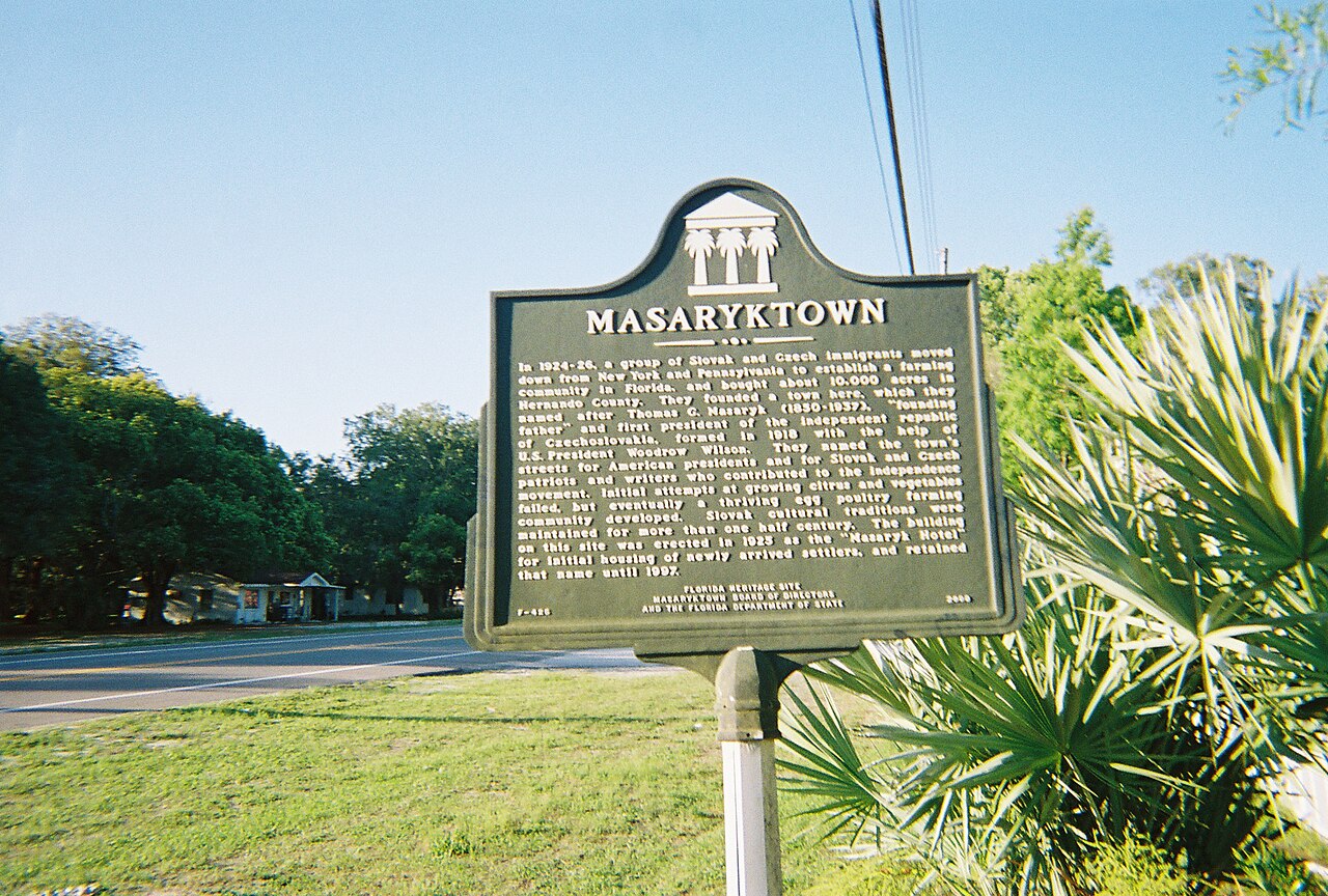 Masaryktown, Florida historical plaque