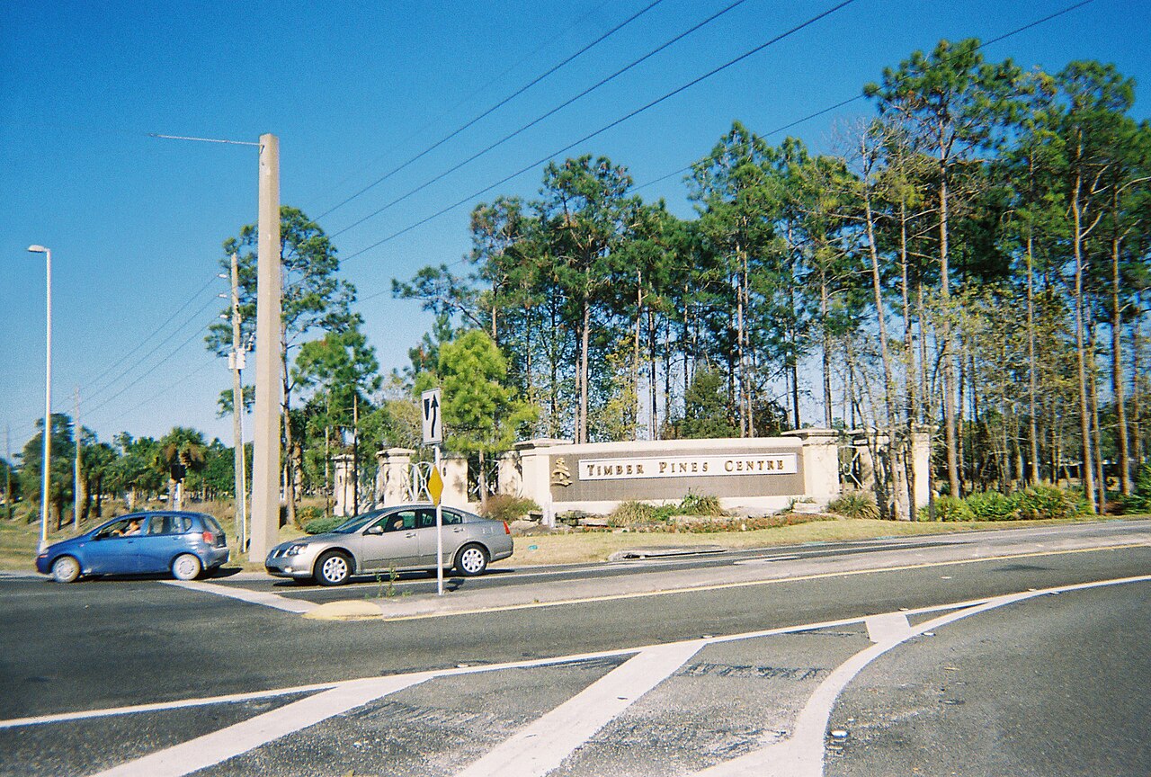 Entrance to the Timber Pines community on US 19, Spring Hill, Florida