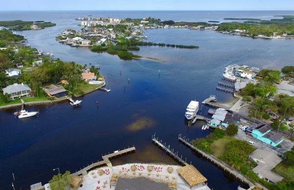 Aerial view of the Port Richey waterfront, Florida