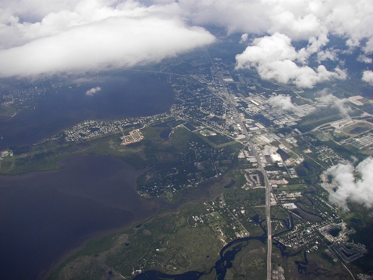 Aerial view of Oldsmar, Florida on Old Tampa Bay